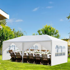 3x6M Pavillon Gartenfest Camping Festival Eventzelt Bier mit 6 Seitenwänden Weiß