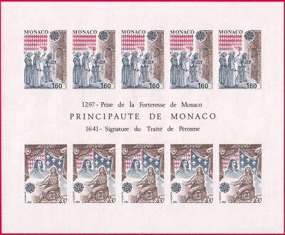 MONACO EUROPA 1982 BLOC FEUILLET N°22 a NON DENTELE NEUF ** TRAITE DE PERONNE - Image 1 of 2