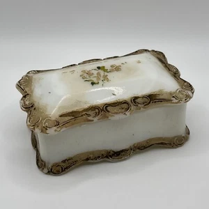 Vintage Hand Crafted Painted Trinket Jewelry Match Box Milk Glass - Picture 1 of 16
