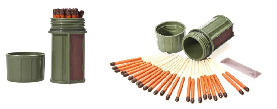 UCO Stormproof Waterproof Match Kit W/ Green Case 25 Matches 3 Strikers