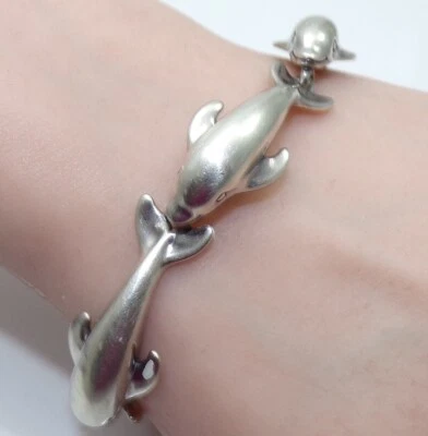 Pulseira Kabana prata esterlina multi elos golfinhos FZZ - Imagem 1 de 4