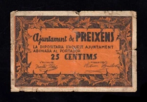 F.C. PREIXENS (LÉRIDA) , 25 CENTIMS , B/C- . - Imagen 1 de 2