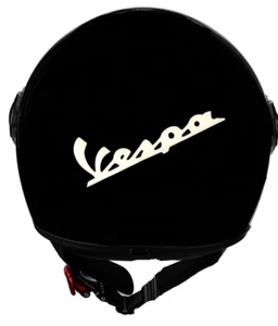 CASCO BHR 800 NERO LUCIDO METALLIZZATO CON STAMPA IN VINILE BIANCO SCRITTA VESPA - Foto 1 di 5