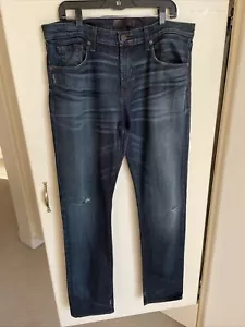 J Brand Tyler Slim Fit Men's Indigo Jeans Size 36 X 35 Distressed - Picture 1 of 4