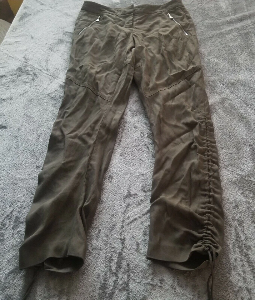 Pantalones rectos de tiro bajo W Worth para mujer 0 elásticos bolsillos ceñidos marrón informal Foto 1 de 4