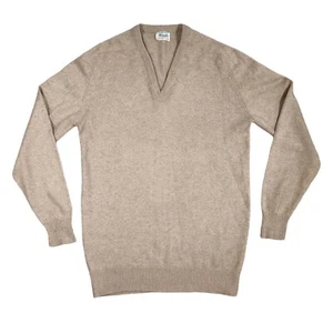Jersey Pringle Scotland para Harrods cachemir tejido grande cuello en V beige vintage - Imagen 1 de 8