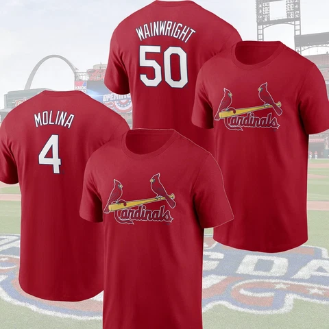 NEW! Men's St. Louis Cardinals Players Molina, Wainwright Name Number TShirt Cover