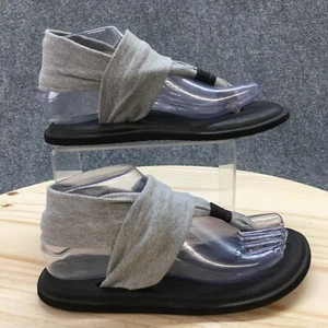 Sanuk Sandals Womens 6 Yoga Sling 2 Slingback Flip Flops Flats Black Gray Fabric - Picture 1 of 15
