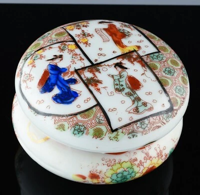 Figuras pintadas à mão de rosa família asiática chinesa antiga objetos preciosos frasco caixa - Imagem 1 de 4