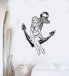 Vinyl Wall Decal Pin Up Sexy Girl Pretty Anchor Marine Style Stickers (763ig) - Picture 1 of 3