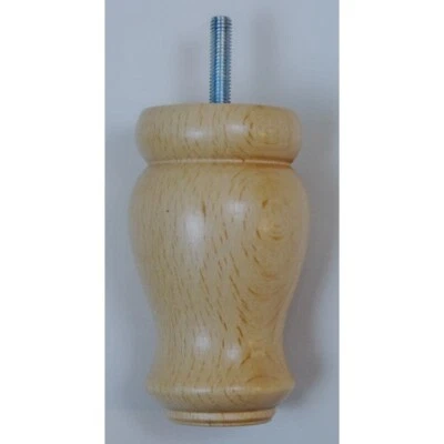 4 LIGHT BEECH FURNITURE LEGS 110mm (4.3") high, E836-N SOFA FOOT STOOL CHAIR - Image 1 of 2