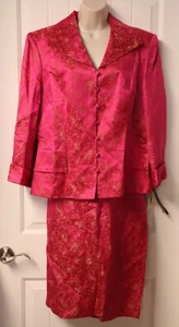 Vintage DONNA MORGAN 2 pcs. set 33% silk blazer and skirt size 16 (NWT) - Picture 1 of 15