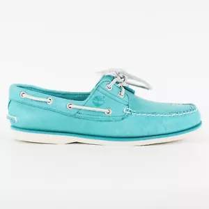 Hombres Timberland Clásico 2 Ojos A1BIR Azul Teal Cuero Con Cordones Informales Zapatos de Barco - Imagen 1 de 7