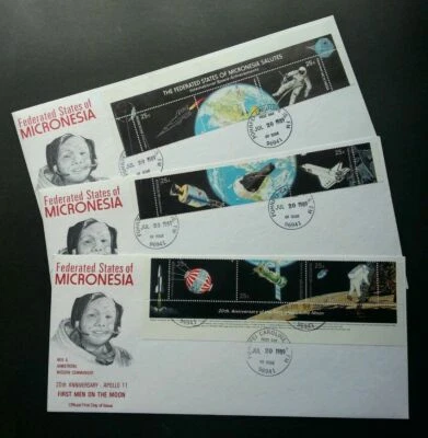 [SJ] Micronesia 20th Anniv Of First Men On Moon 1989 Space Astronomy Rocket (FDC - Image 1 of 4
