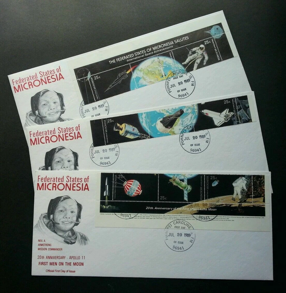 [SJ] Micronesia 20th Anniv Of First Men On Moon 1989 Space Astronomy Rocket (FDC - Image 1 of 4