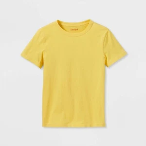 Cat & Jack T-Shirt Kids XXL Yellow Cotton Short Sleeve Crew Neck Casual Wear - Picture 1 of 3