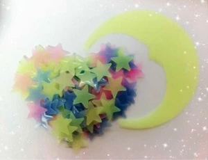 Kids Plastic Stickers 15 cm Moon with Multicolor 100 3D Wall Glow In Dark Stars - Picture 1 of 6