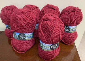 Lot of 6 Skein Lot Sirdar Highlander Chunky Wool Acrylic Yarn Crimson Red - Picture 1 of 4