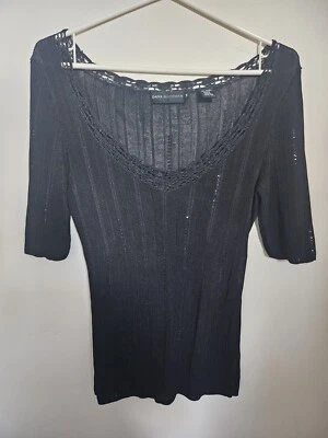 DANA BUCHMAN - BLACK TOP WITH DELICATE SEQUINS SZ. M - Image 1 of 4