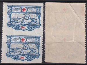 SCW Oviedo (Asturien) lokale Etiketten Edifil 1sh horizontal imperforiertes Rotes Kreuz - Bild 1 von 1