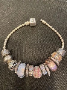 Authentic Chamilia Bracelet NWOT Locks 12 Beads On Sterling Silver Snap Bracelet - Picture 1 of 5