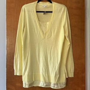 J. Jill Oversized Tunic Faux Layer Look Long Sleeve Yellow Knit Top Women S NWT - Picture 1 of 9