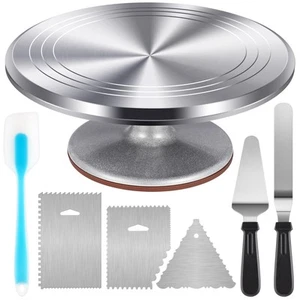 Aluminium Cake Turntable Set, Baking Tools with Revolving 12" Cake Stand for ... - Picture 1 of 6
