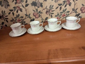  4-VINTAGE NORITAKE IVORY CHINA ROTHSCHILD #7293 CUP/SAUCER SETS - Picture 1 of 7