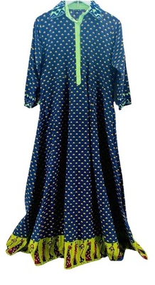 Vestido De Colección Años 70 Algodón Indio Gauzy Talla 42 EE. UU. 10-12 Bloques Estampado Egipcio Boho CC30 Foto 1 de 4