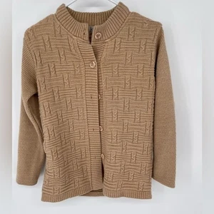 Hellbraune strukturierte Strickjacke - Bild 1 von 7