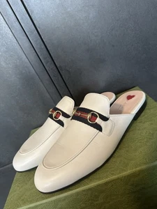 Gucci mules donna pelle bianca GG oro Horsebit Princetown taglia 4UK/EU37 - Foto 1 di 18