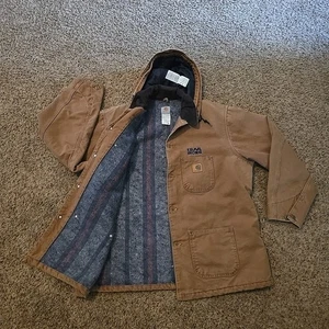 Vintage Carhartt Chore Barn Coat Jacket XL & Detachable Hood USA CO2 BRN - Picture 1 of 23