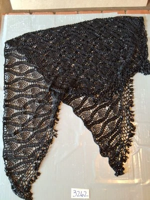 Mantón elegante de ganchillo con cuentas de corneta negra vintage para mujer material de alta calidad  Foto 1 de 4