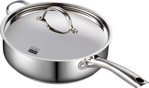 Classic Stainless Steel Saute Pan 11-Inch, 5 Quart Induction Cookware Deep Fryin - Picture 1 of 12