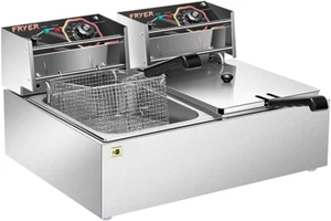 110V 20.7 Qt Commercial Electric Deep Fryer with 2 X 6.35 QT Removable Baskets, - Picture 1 of 7