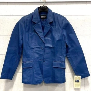 Metrostyle Royal Blue Leather Jacket - Size 16 Tall - NWT - Picture 1 of 5