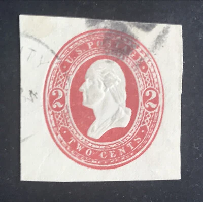 US SCOTT #U244 USED-HINGE RED ON AMBER  CAT $100 - Image 1 of 2