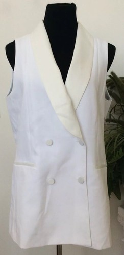 OFF WHITE Giacca blazer doppiopetto smanicato Zara collezione basic avorio taglia L nuova con etichetta