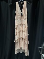 MAJE Ruffled Metallic Silk-Blend Crepon Midi Dress - Size 40 NWT
