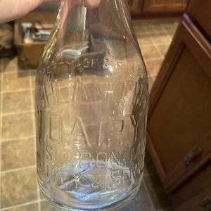 Rare Highland Park Dairy Embossed Quart Milk Bottle Muskegon Michigan MI - Picture 1 of 9