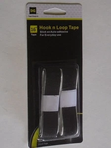 HOOK & LOOP FASTENERS SET BLACK 3/4" X 16" LONG STRIPS STICK-ON C MY OTHER ITEMS - Picture 1 of 1