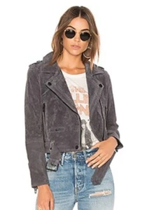 New BlankNYC Stargazer Dark Grey Suede Moto Jacket Womens L Crop Blank NYC - Picture 1 of 8