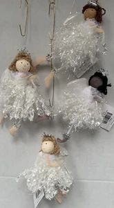 Lot Of Four Soft Scalpture Angels Each With Different Hair Colors And Skin Tones - Picture 1 of 9