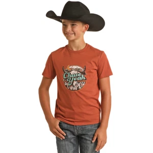 Rock & Roll Denim Boy's Dale Brisby "Chute Yeah" Rust Graphic T-Shirt BB21T02429 - Picture 1 of 6