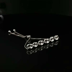 Pulsera de eslabón de plata esterlina ajustable con cadena de caja - Imagen 1 de 4