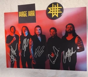 WAGE WAR SIGNED STIGMA CD PROMO PHOTO STICKER PIN COA MANIC BLUEPRINTS PROOF - Picture 1 of 1