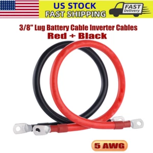 "Cable inversor de batería de 20"" 5 AWG 3/8"" lengüeta cables solares, casa rodante, automóvil, golf" 2 piezas - Imagen 1 de 10