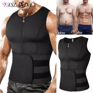 Men Slimming Body Shaper Sauna Suit Gym Compression Waist Trainer Vest Tank Top - Picture 1 of 15