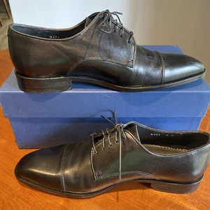 Massimo Matteo Herren Italienische Kappenschuhe, Oxford-Dressschuhe Schwarz 8 M Leder - Bild 1 von 16