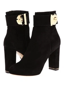 SALVATORE FERRAGAMO Suede BOOTS Size: 10.5 (US) New Black Nero FIAMMA - Picture 1 of 12